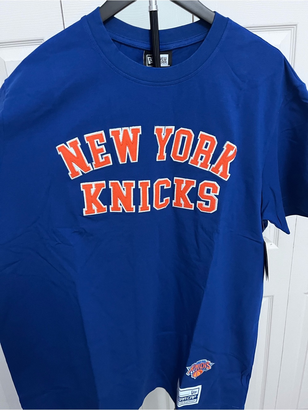 New Era Royal Blue New York Knicks Short Sleeve Tee with Orange Logo